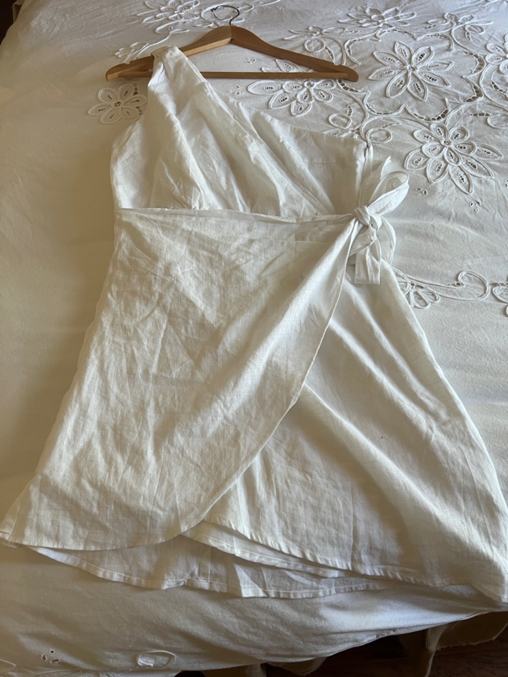 White One-Shoulder Wrap Dress - Elegant Summer Style